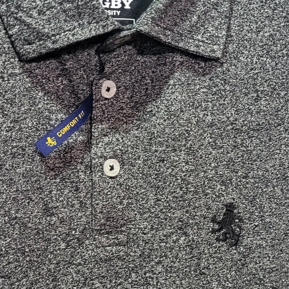 Rugby University Men's Gray Short Sleeve Polo Shirt Comfort Fit Size Small EUC - Picture 2 of 6